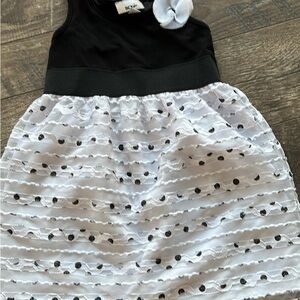 Girls Pretty Black and White Polka Dot Dress